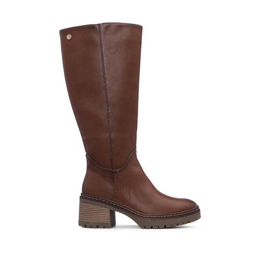 Bota Salto Médio Mulher Pele Sintética Camel