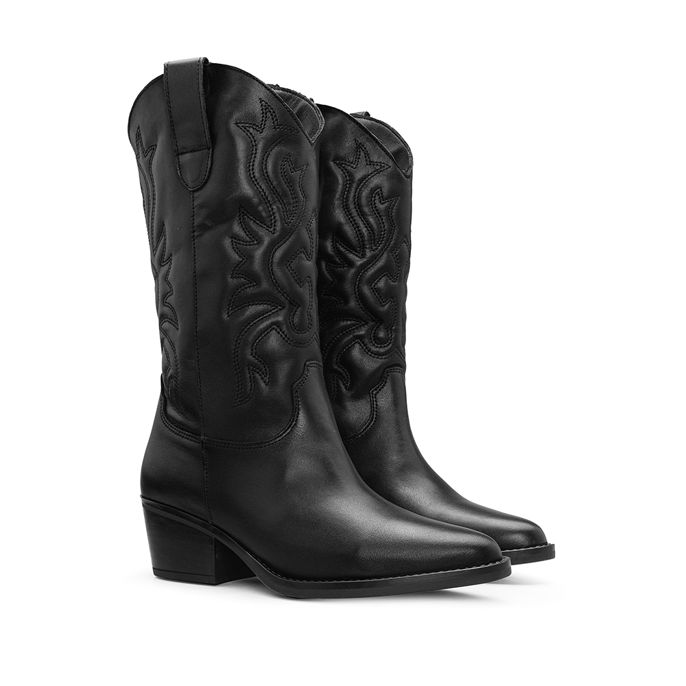 Bota Texana Mulher Pele Preto