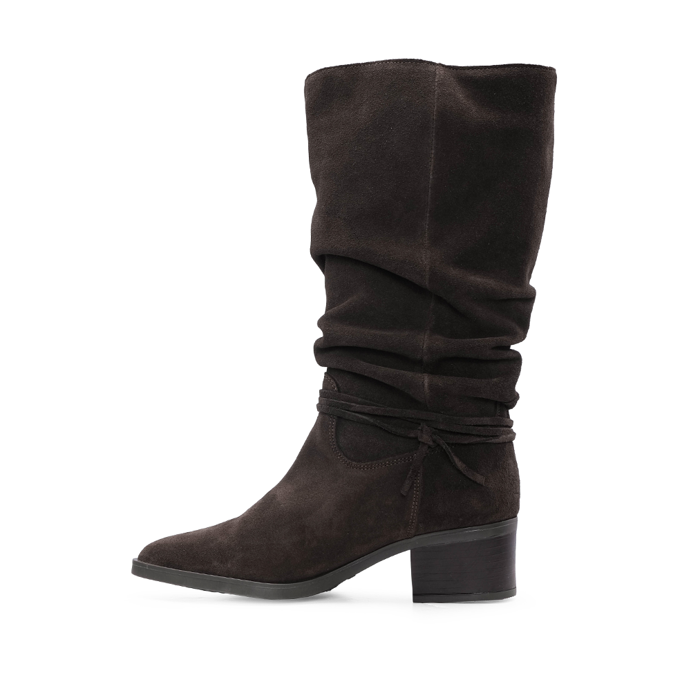 Bota Cano Alto Mulher Camurça Castanho
