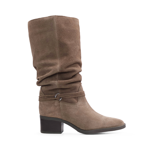 Bota Cano Alto Mulher Camurça Terra