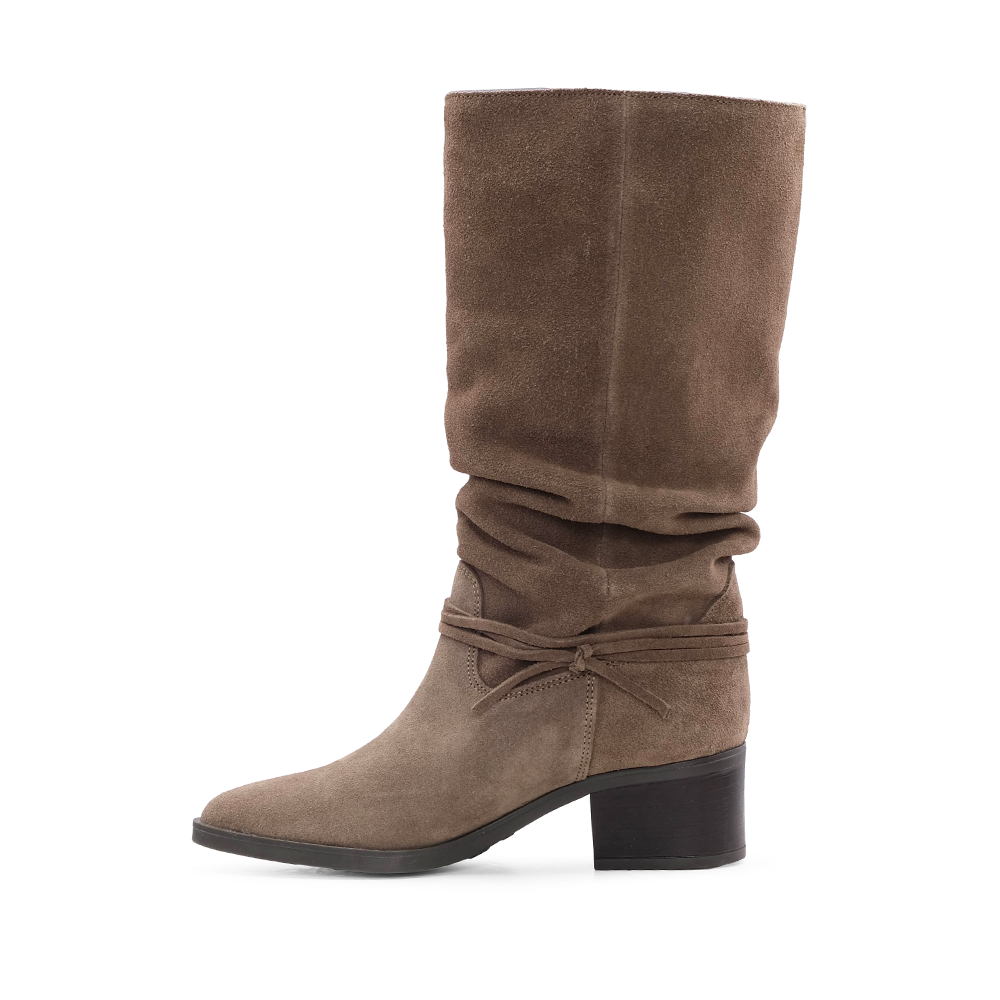 Bota Cano Alto Mulher Camurça Terra