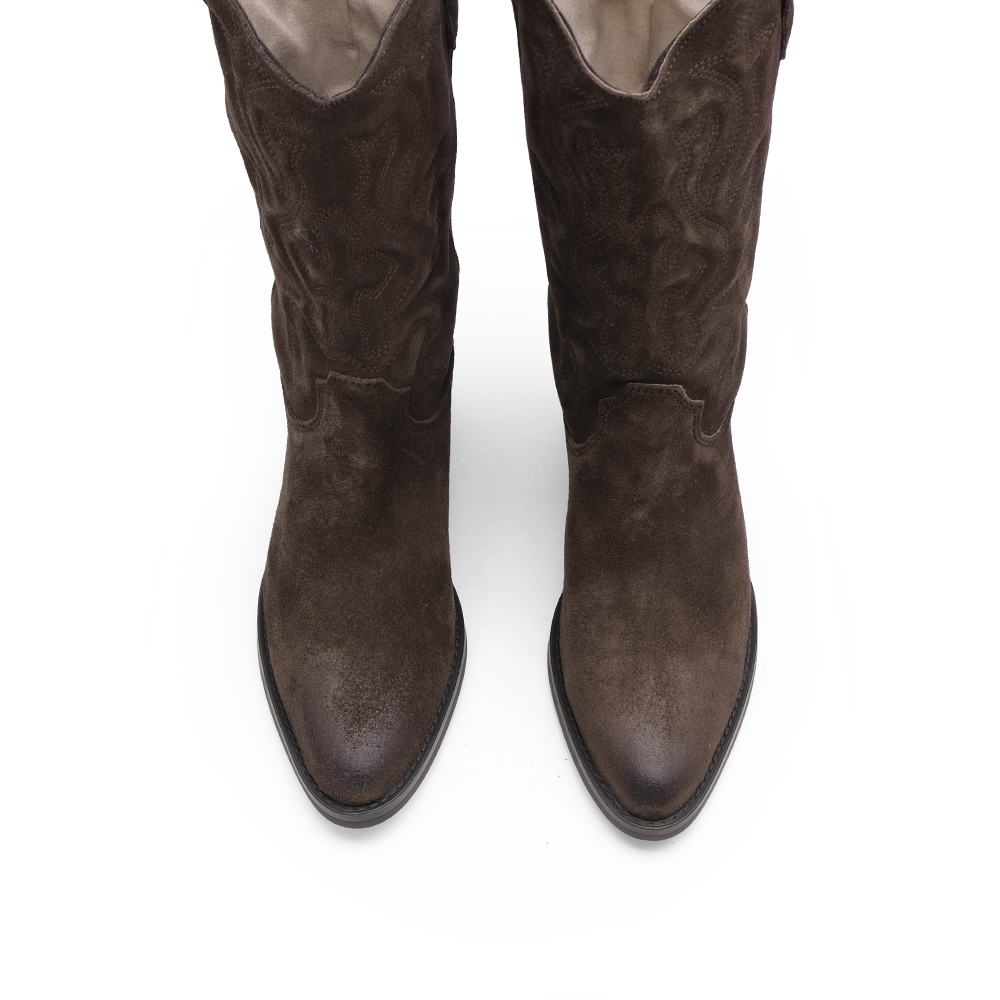 Bota Texana Mulher Camurça Castanho