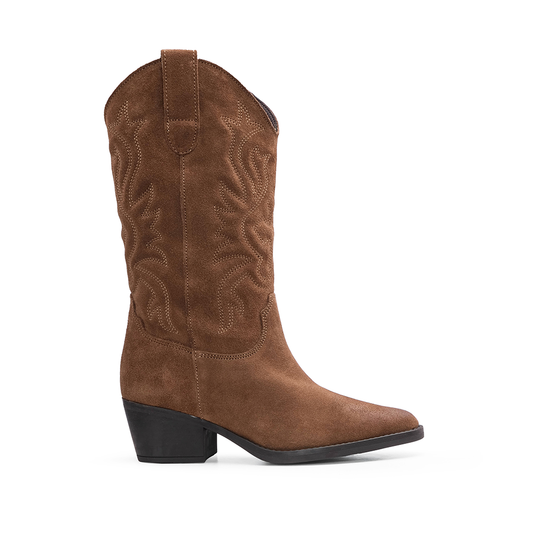 Bota Texana Mulher Camurça Tabaco