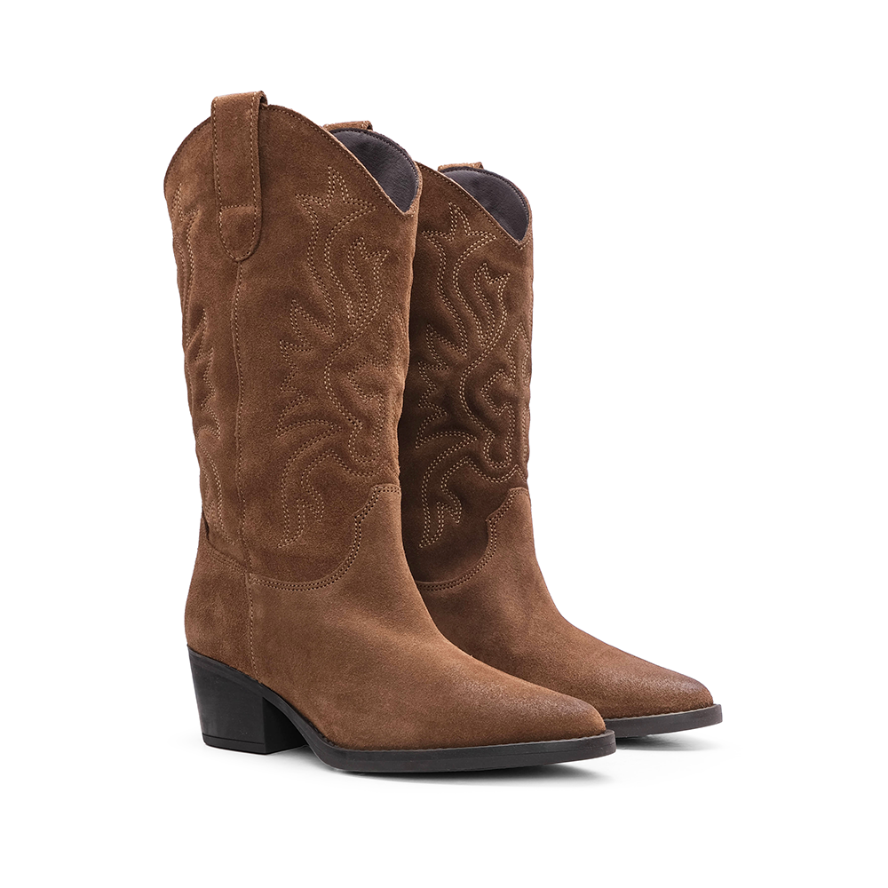 Bota Texana Mulher Camurça Tabaco