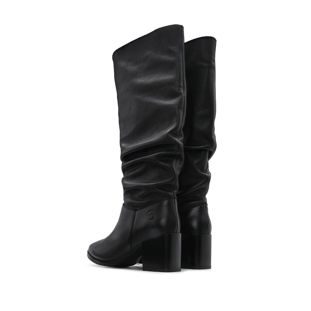 Bota Cano Alto Mulher Pele Preto
