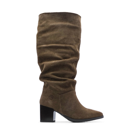Botas altas de ante color topo para mujer