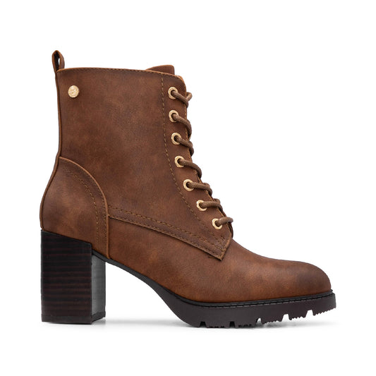 Botim Salto Alto Mulher Camel