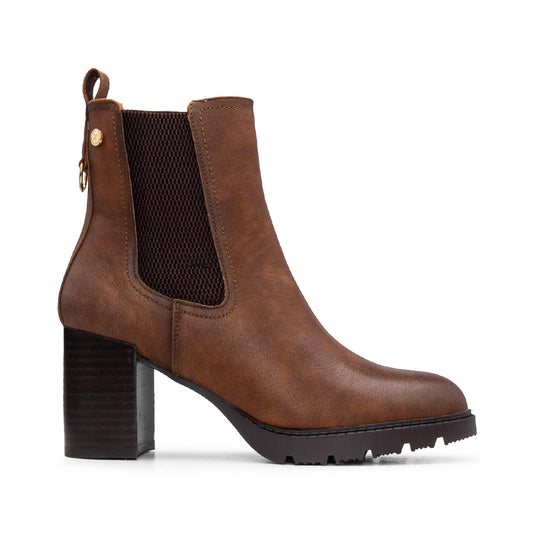 Botim Salto Alto Mulher Camel