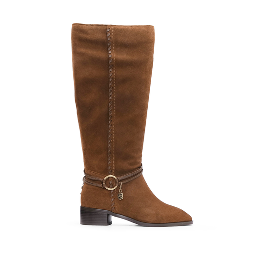 Bota Cano Alto Mulher Camurça Camel