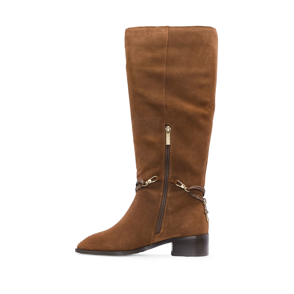 Bota Cano Alto Mulher Camurça Camel