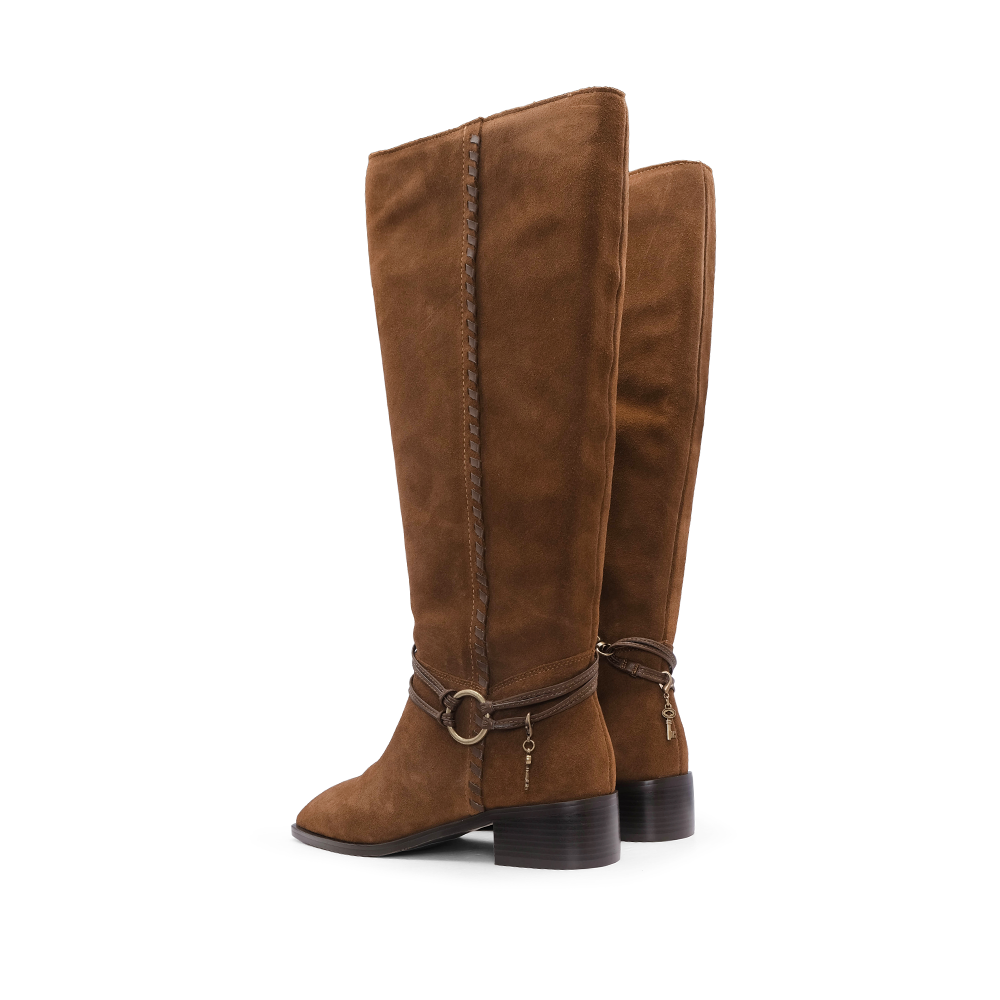 Bota Cano Alto Mulher Camurça Camel