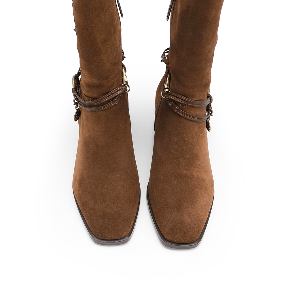 Bota Cano Alto Mulher Camurça Camel