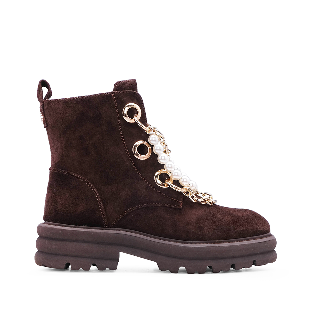 Bota Militar Mulher Camurça Castanho