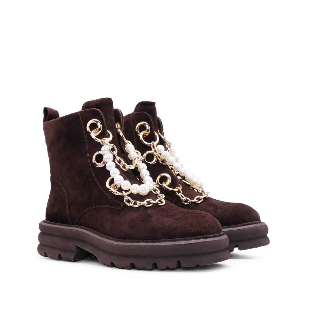 Bota Militar Mulher Camurça Castanho