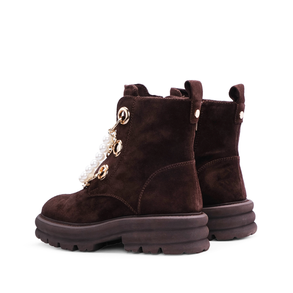 Bota Militar Mulher Camurça Castanho