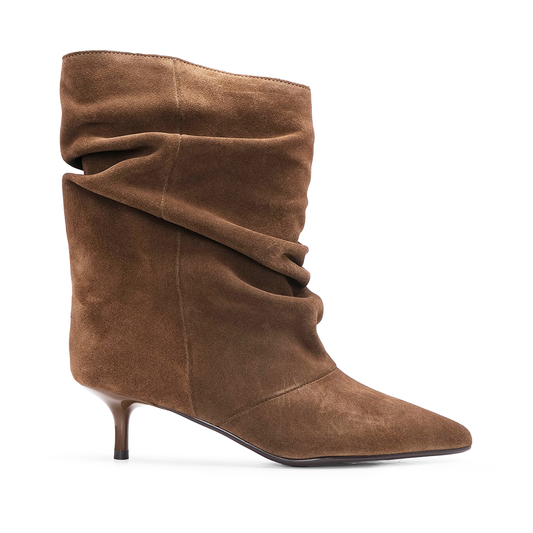 Bota Salto Médio Mulher Camurça Taupe