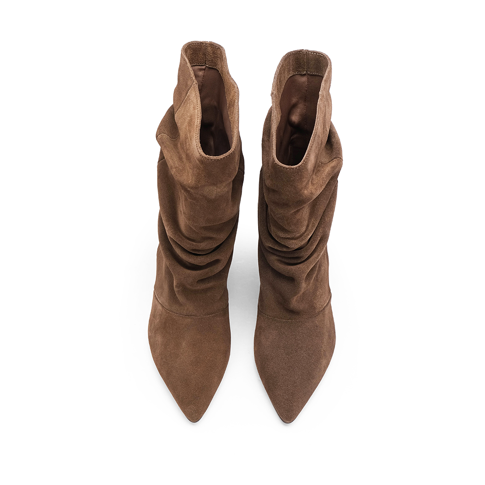 Bota Salto Médio Mulher Camurça Taupe