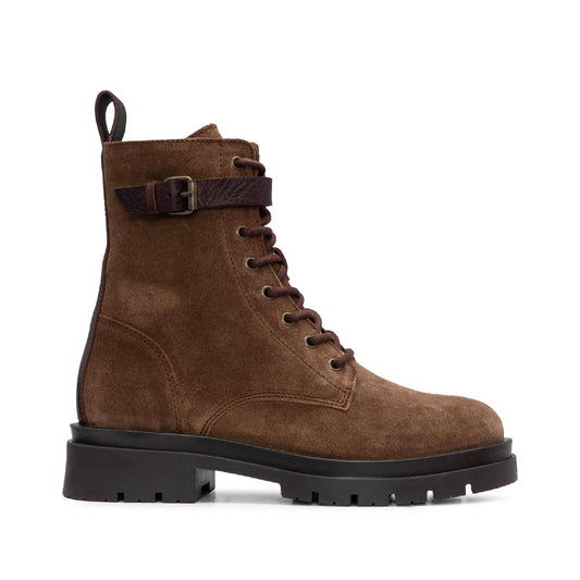 Bota Militar Mulher Camurça Castanho