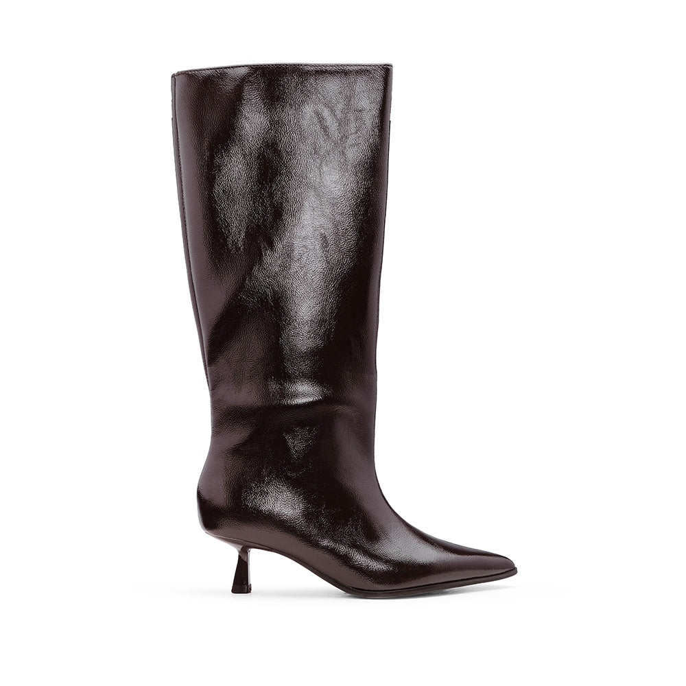 Bota Cano Alto Mulher Bordeaux