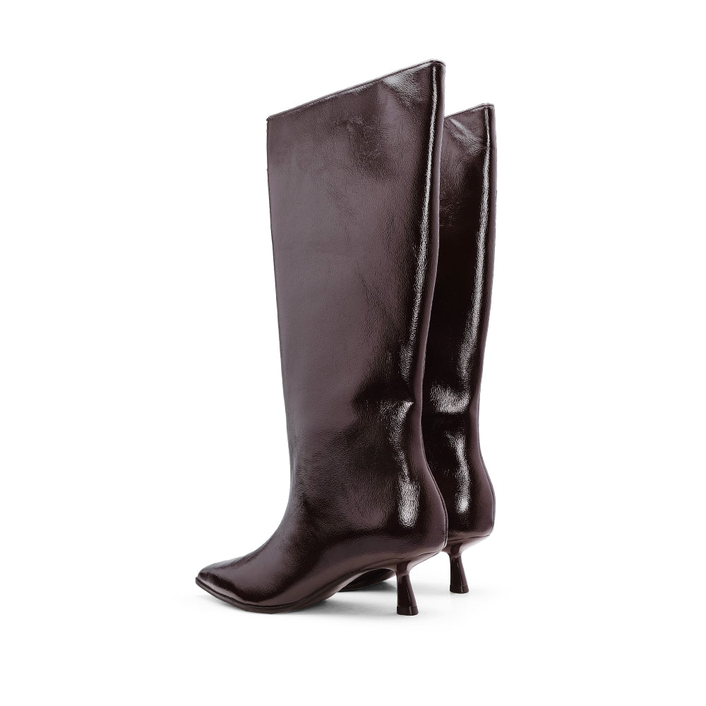 Bota Cano Alto Mulher Bordeaux