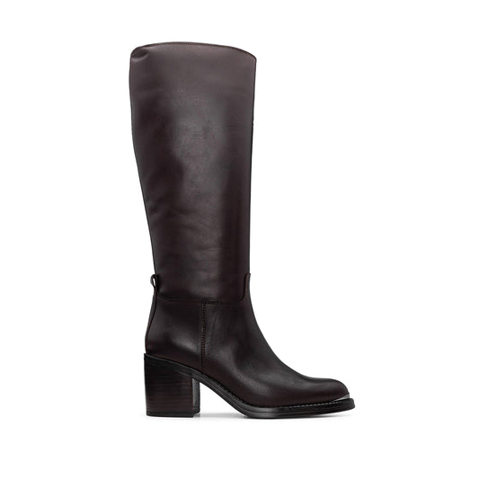 Bota Cano Alto Mulher Pele Castanho