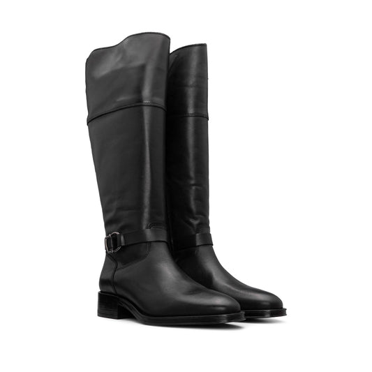 Bota Cano Alto Mulher Pele Preto