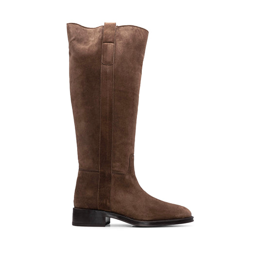 Bota Cano Alto Mulher Camurça Castanho