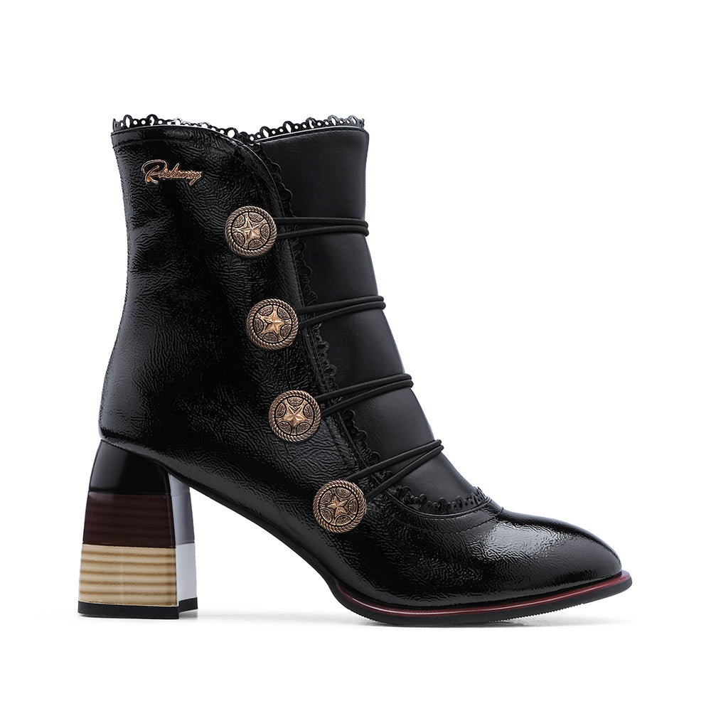 Botim Salto Alto Mulher Verniz Preto