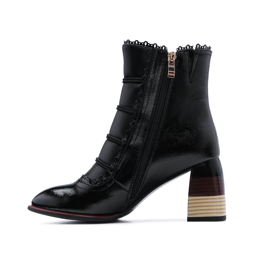 Botim Salto Alto Mulher Verniz Preto