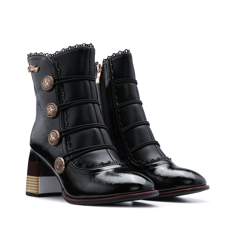 Botim Salto Alto Mulher Verniz Preto