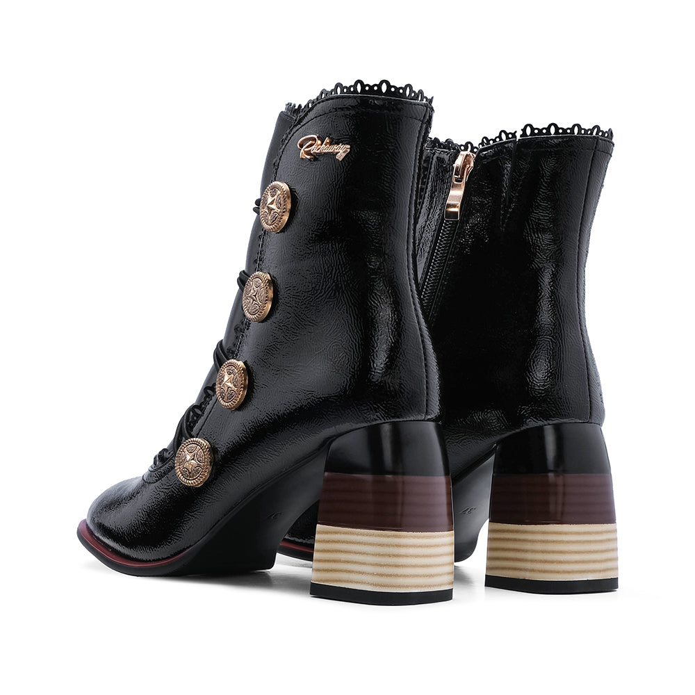 Botim Salto Alto Mulher Verniz Preto