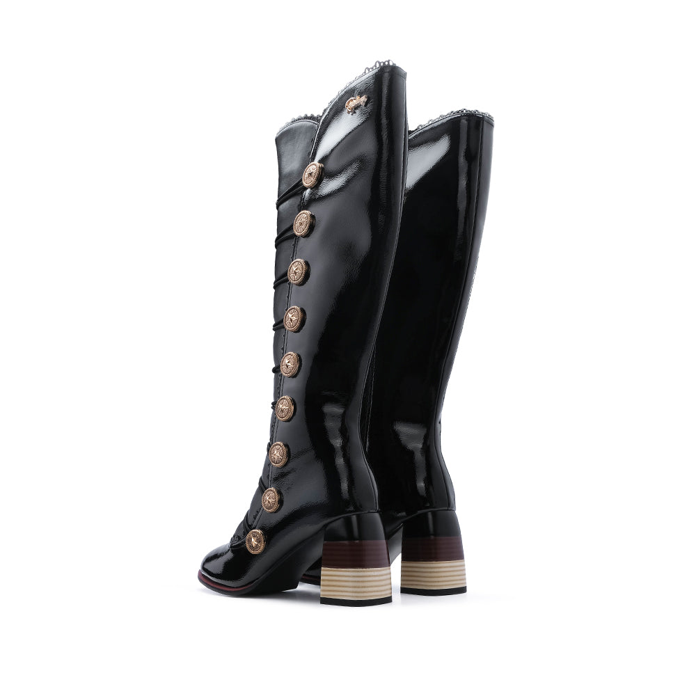 Bota Cano Alto Mulher Pele Sintética Preto