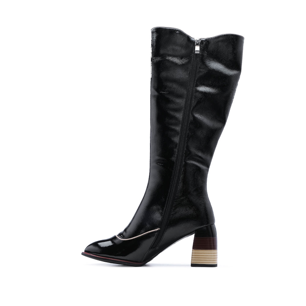 Bota Cano Alto Mulher Verniz Preto