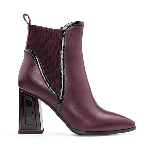 Botim Salto Alto Mulher Verniz Bordeaux