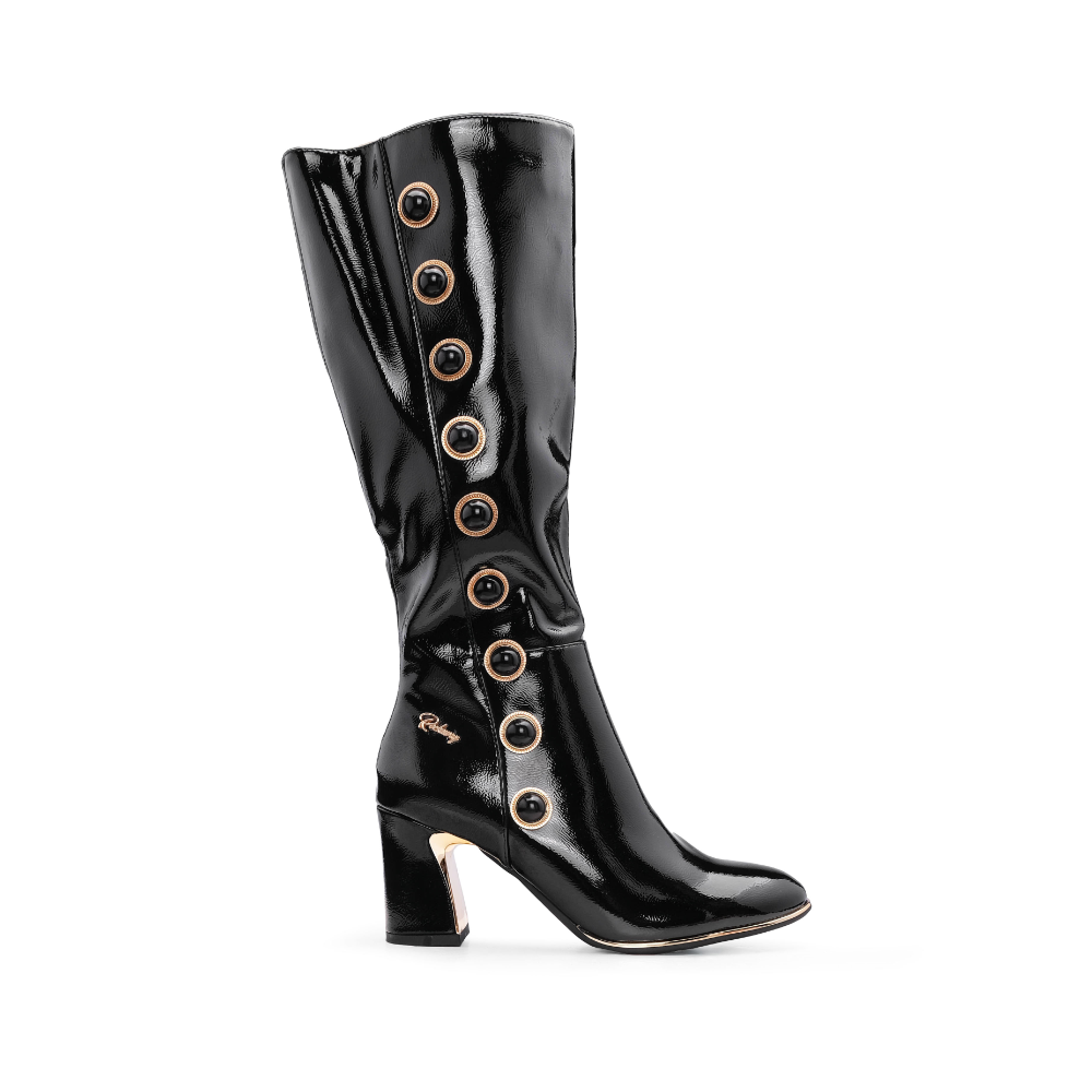 Bota Cano Alto Mulher Verniz Preto