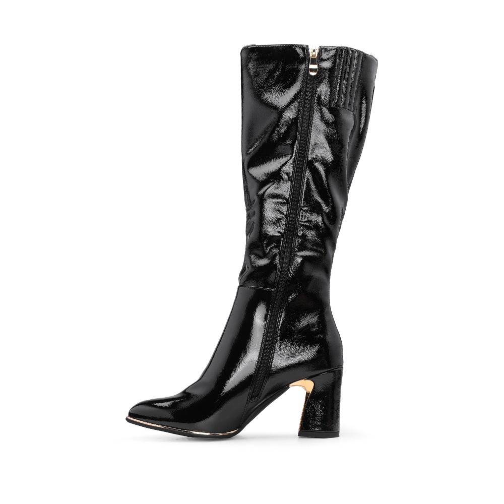 Bota Cano Alto Mulher Verniz Preto