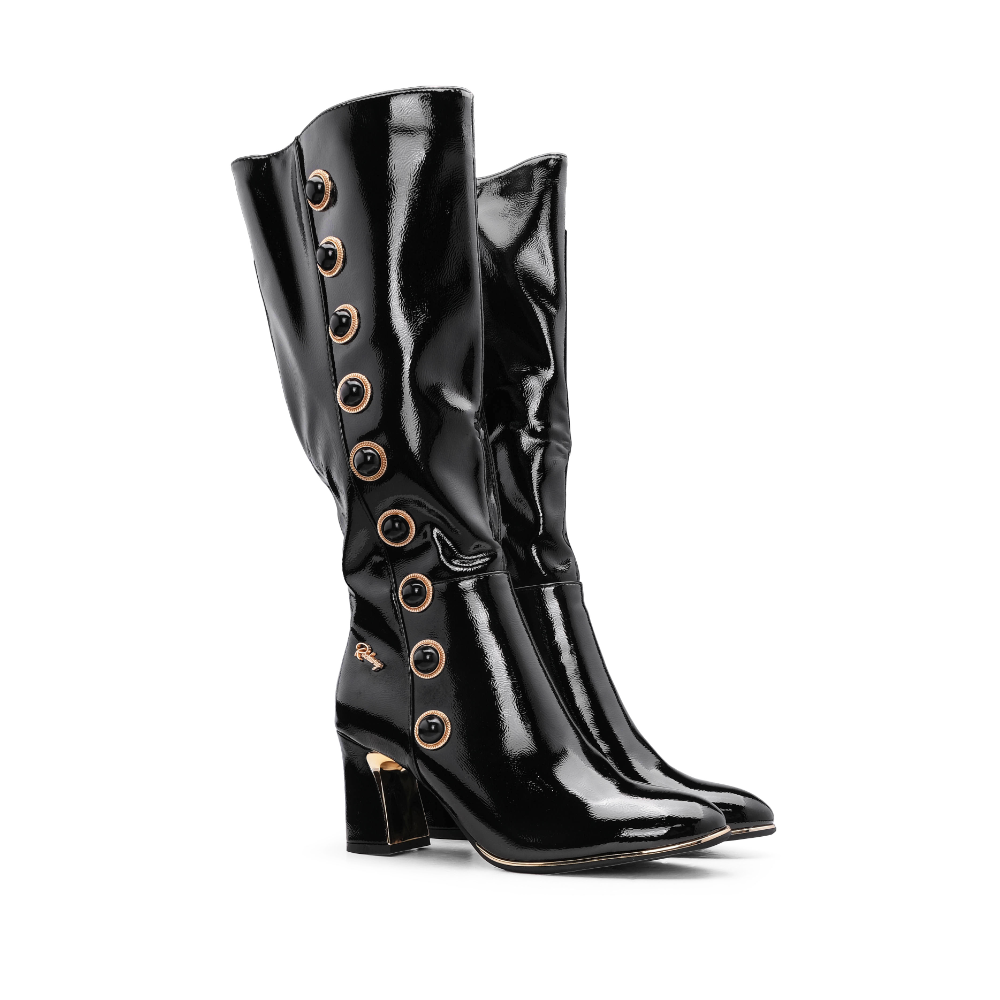 Bota Cano Alto Mulher Verniz Preto