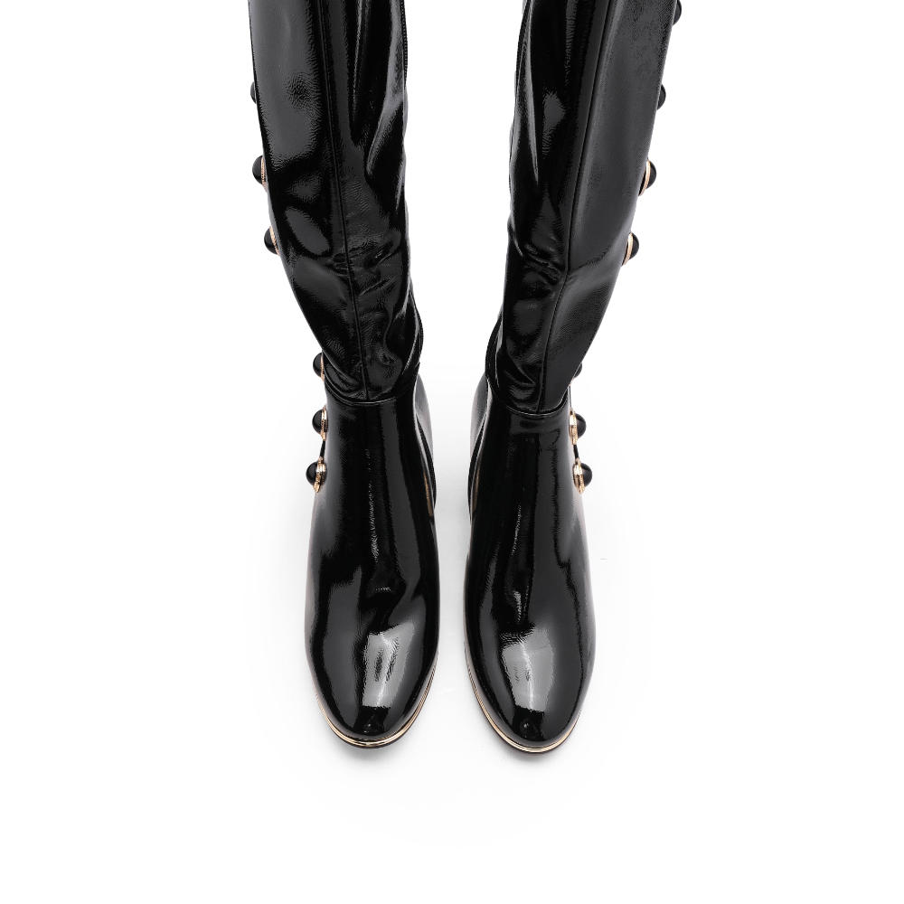 Bota Cano Alto Mulher Verniz Preto