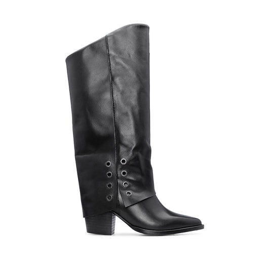 Bota Polaina Mulher Pele Preto