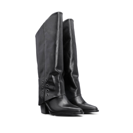 Bota Polaina Mulher Pele Preto