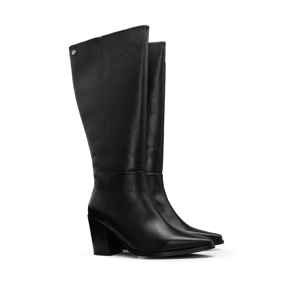 Bota Cano Alto Mulher Pele Preto