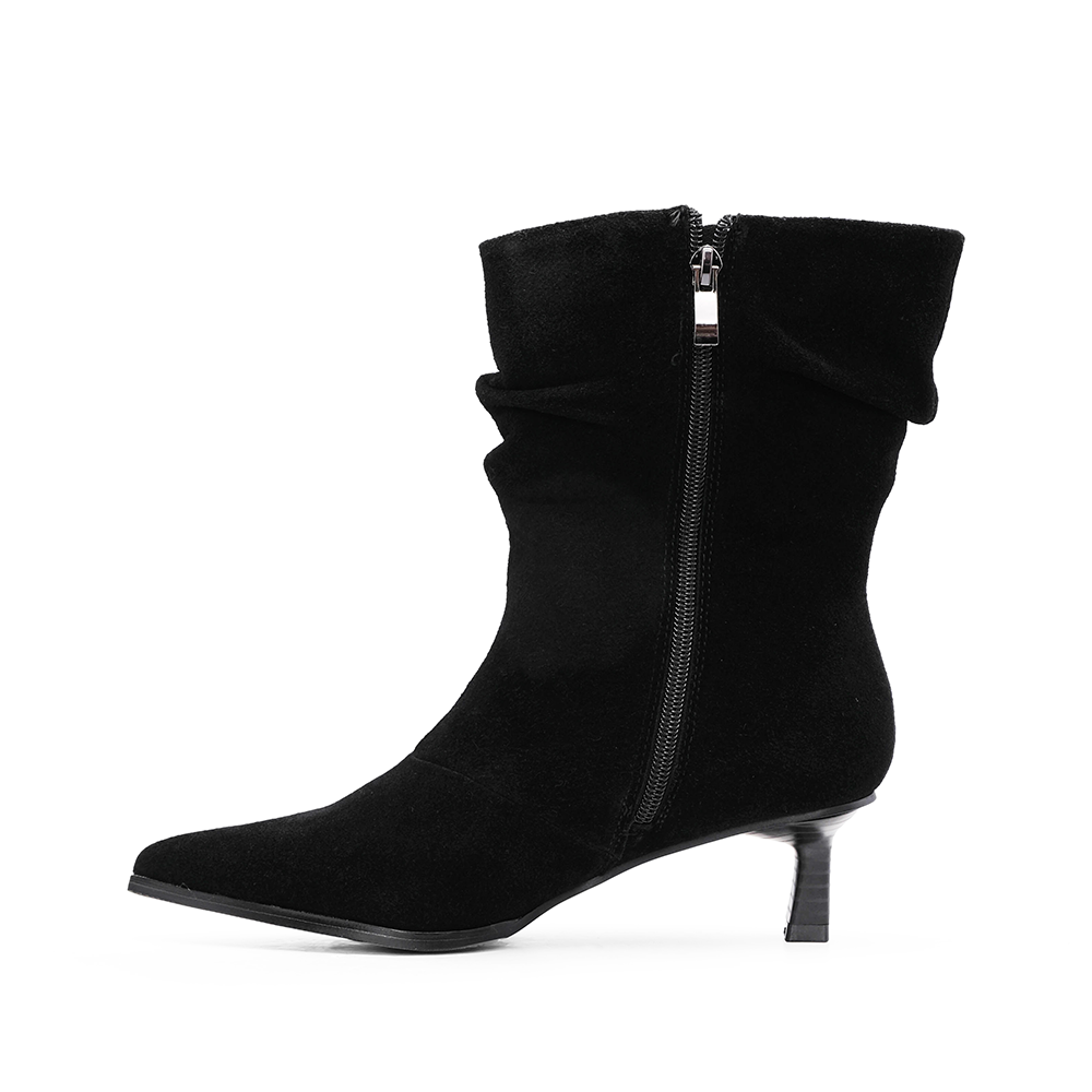 Bota Salto Médio Mulher Camurça Preto