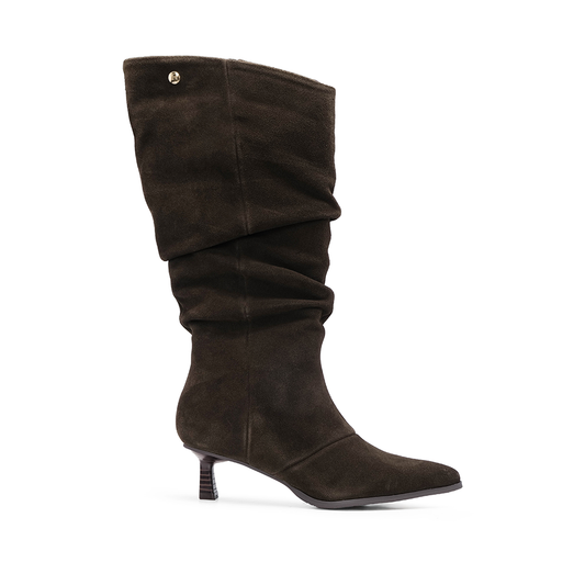 Bota Cano Alto Mulher Camurça Castanho