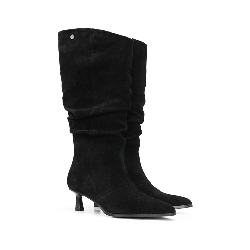 Bota Cano Alto Mulher Camurça Preto