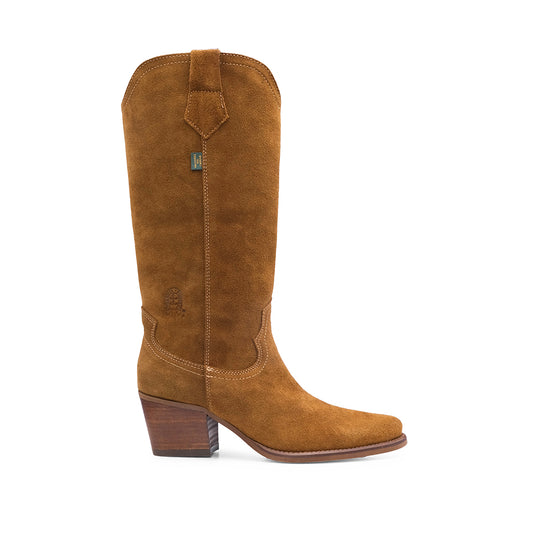 Bota Cano Alto Mulher Camurça Camel
