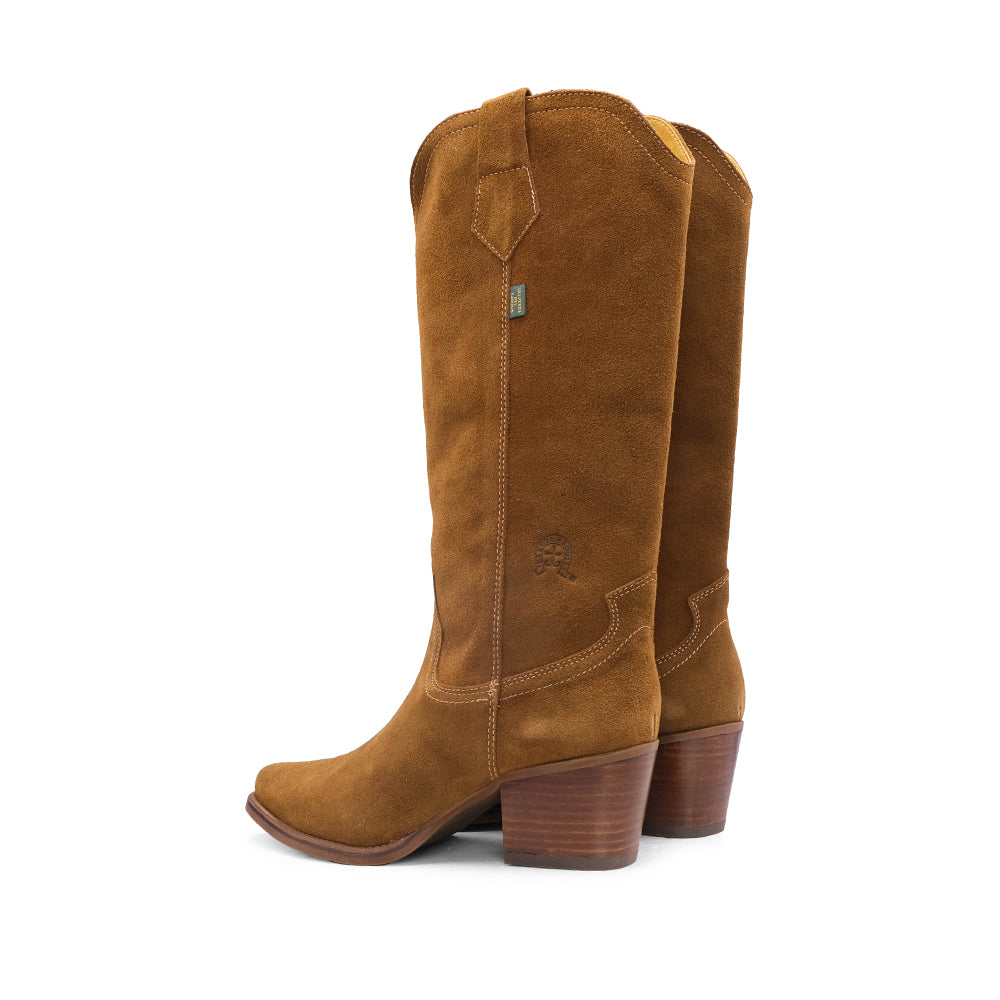 Bota Cano Alto Mulher Camurça Camel