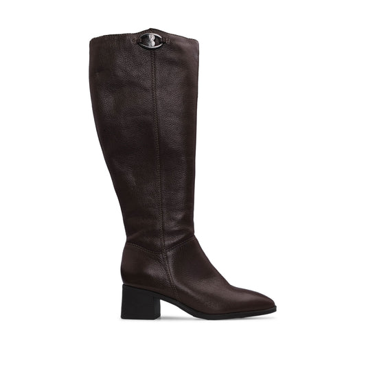 Bota Salto Médio Mulher Pele Castanho