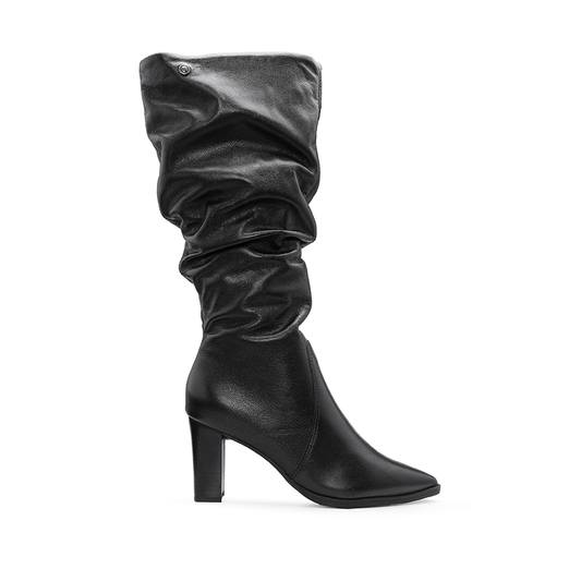 Bota Cano Alto Mulher Pele Preto