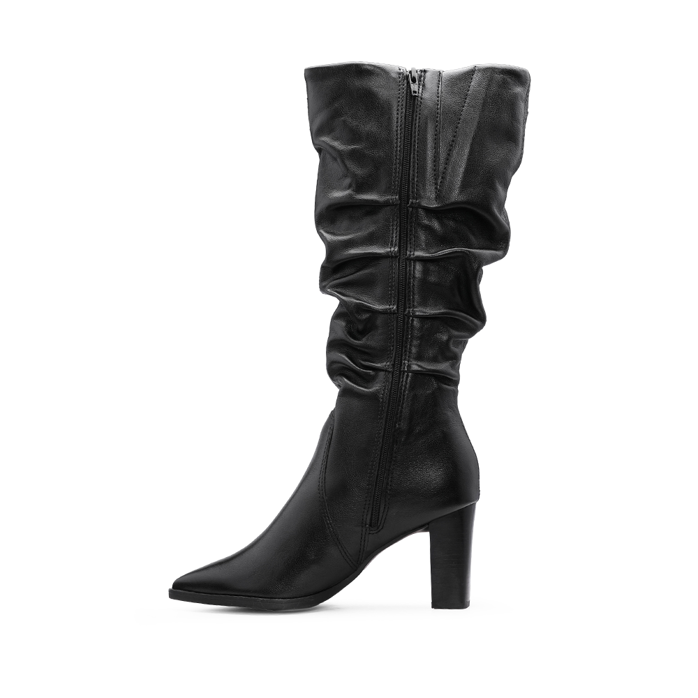 Bota Cano Alto Mulher Pele Preto