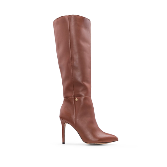 Bota Cano Alto Mulher Pele Cognac